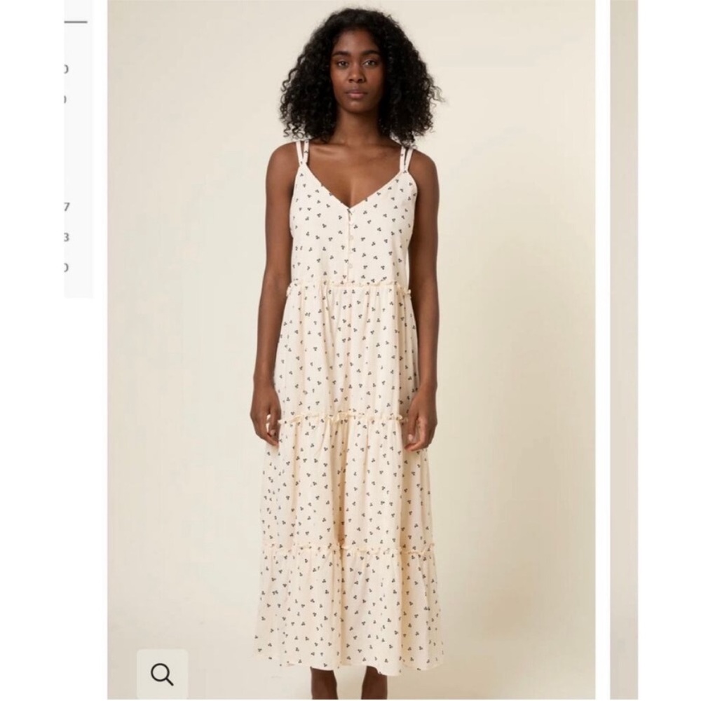 French Paris 100% cotton the Elise Floral Woven Strappy Back ruffle tiered dress